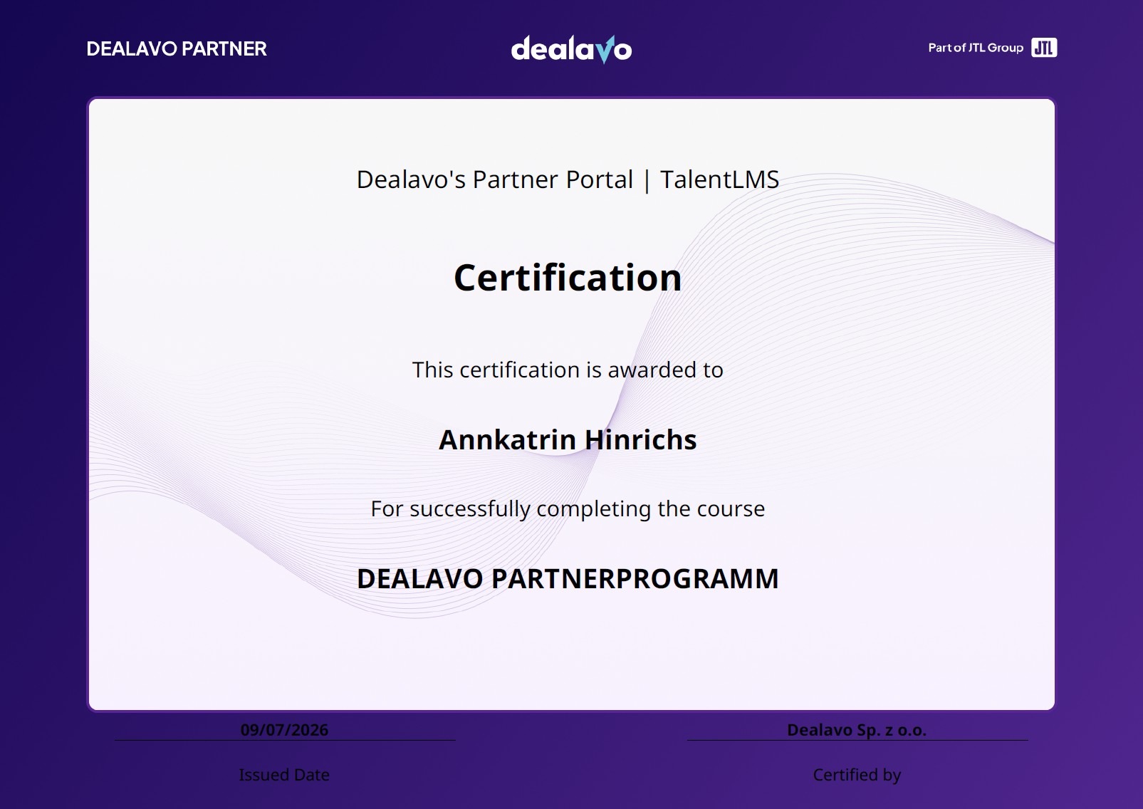 Certifikat Dealavo Certifikat Dealavo